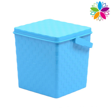 Plastic Rectangle Weave Design Storage Bucket with Handle (SLT002)